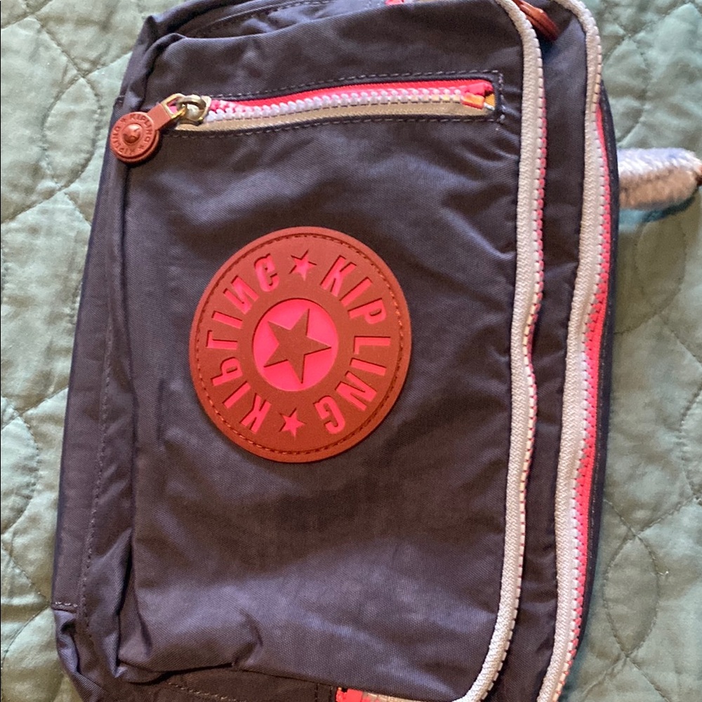 Kipling Charcoal and Coral Crossbody Bag